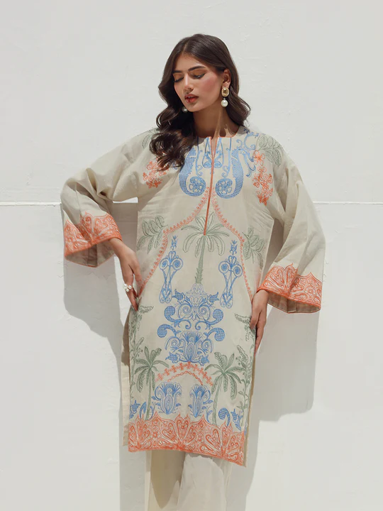 2PC Stitched Signature Dyed Embroidered Texture Lawn Suit