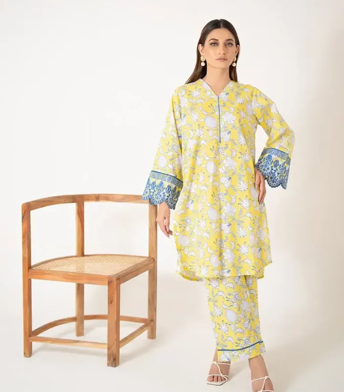 2PC Stitched Signature Dyed Embroidered Texture Lawn Suit